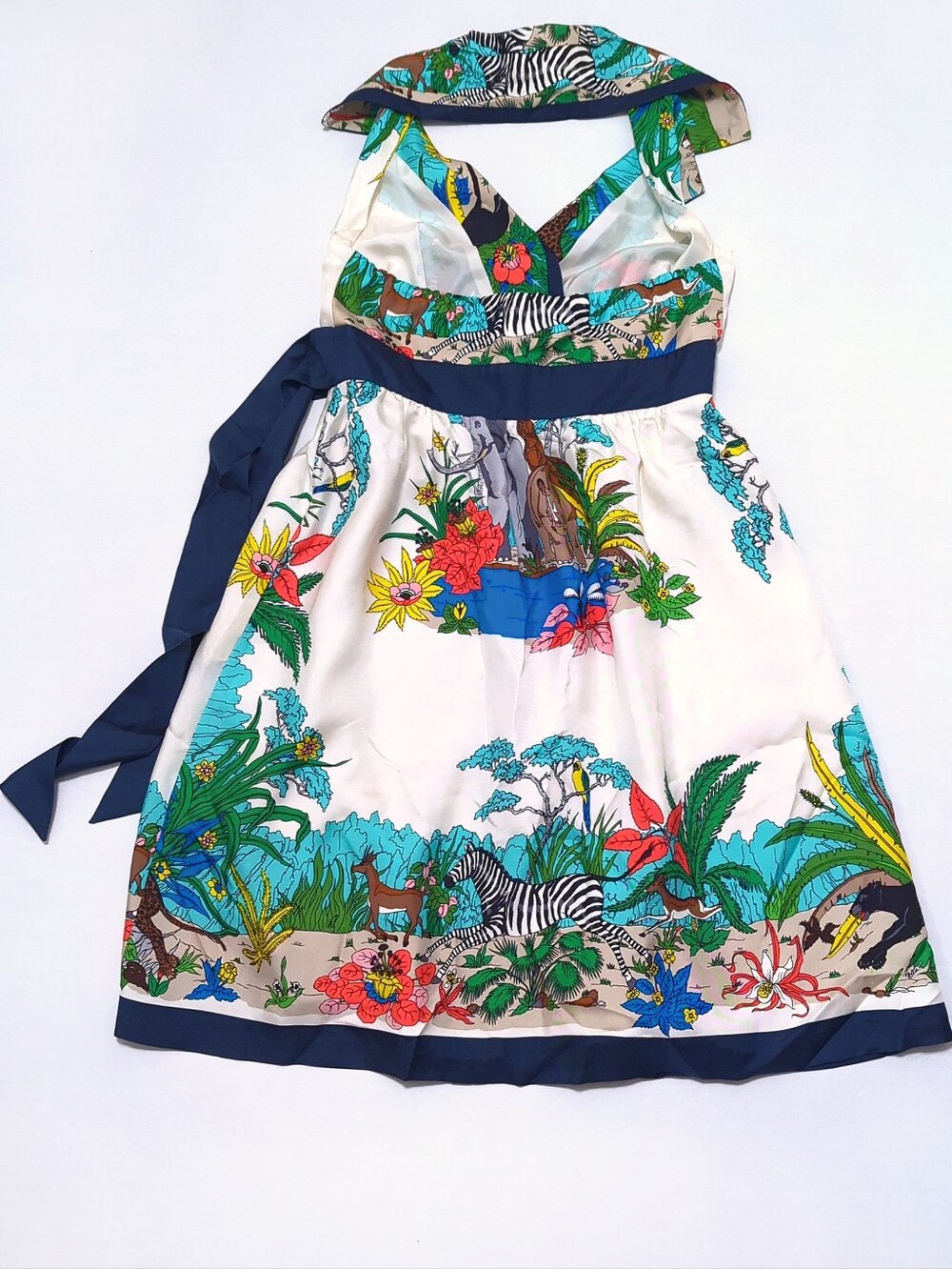 Tibi Silk Tropical Print Wrap Dress Halter Resort Size 4 - Picture 6 of 12